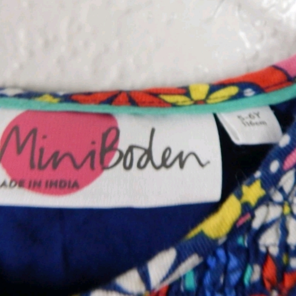 Mini Boden Floral Rainbow Long Sleeve Dress - Picture 3 of 3